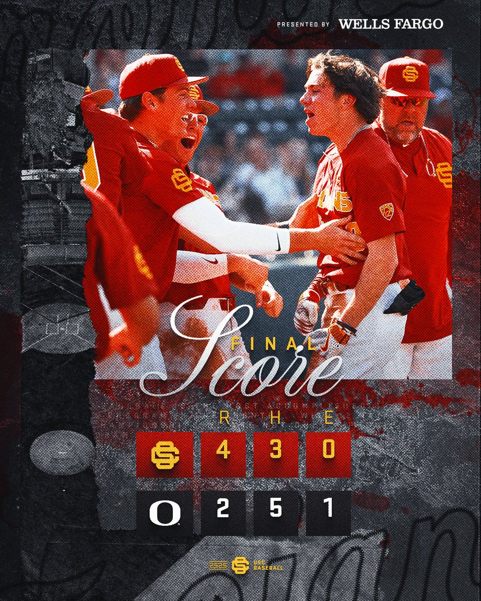 FINAL | USC 4, ORE 2

Trojans come from behind to take down the No. 18 Ducks in the series finale! 😎✌️

#FightOn // @WellsFargo