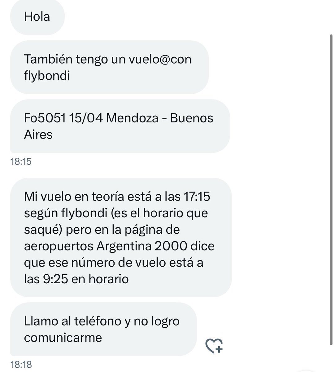 chicodlasmillas's tweet photo. Es increíble como puede operar la empresa Flybondi.

En solo unas horas recibí todos estos mensajes.

Me parece una verdadera locura que una empresa pueda operar de esta forma impunemente https://t.co/AOggrg8Ejt