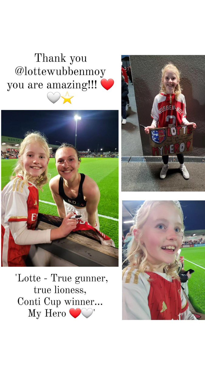 CWhiting21's tweet photo. Thank you @lottewubbenmoy you are amazing!! 

'Lotte - true gooner, true lioness, Conti Cup winner... my hero ❤️🤍' https://t.co/lfjiTI76X1