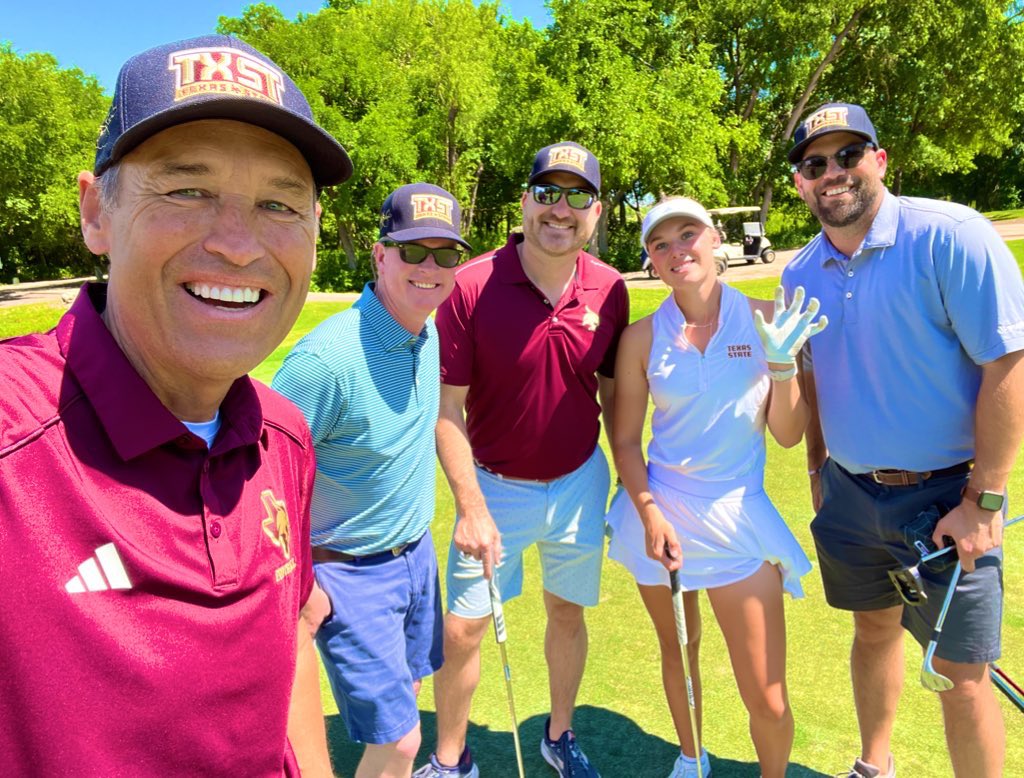 Shout out to Austin West and the Jim & Carol West Foundation for putting on the inaugural @GJKinne Golf Tournament! Couldn’t have this sold out NIL event for @TXSTATEFOOTBALL without them! Thanks to JD Dillender, Brian Olson, & John Michael Whitby for letting me play with them!🐾