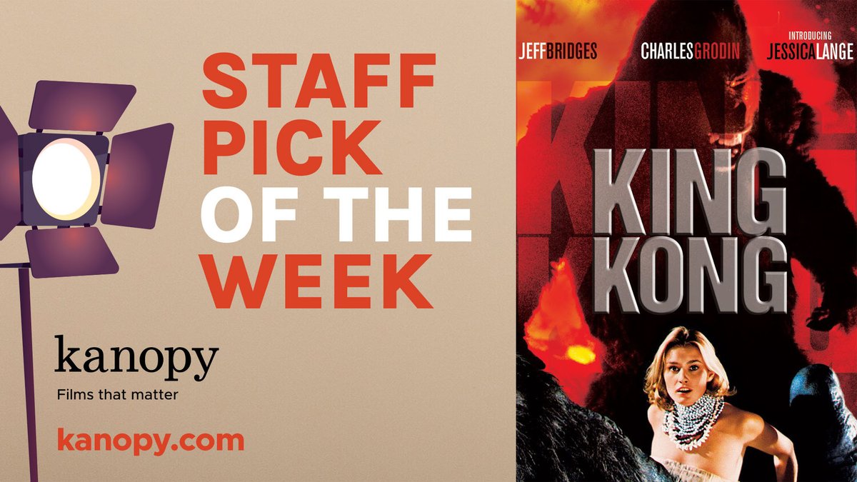 This week's staff pick features cinematic royalty.

KING KONG (1976) The Big Apple is again besieged by the monstrous King Kong in this ambitious remake starring #JeffBridges and #JessicaLange. kanopy.com/product/king-k… @ParamountPics #filmsthatmatter Available: 🇺🇸