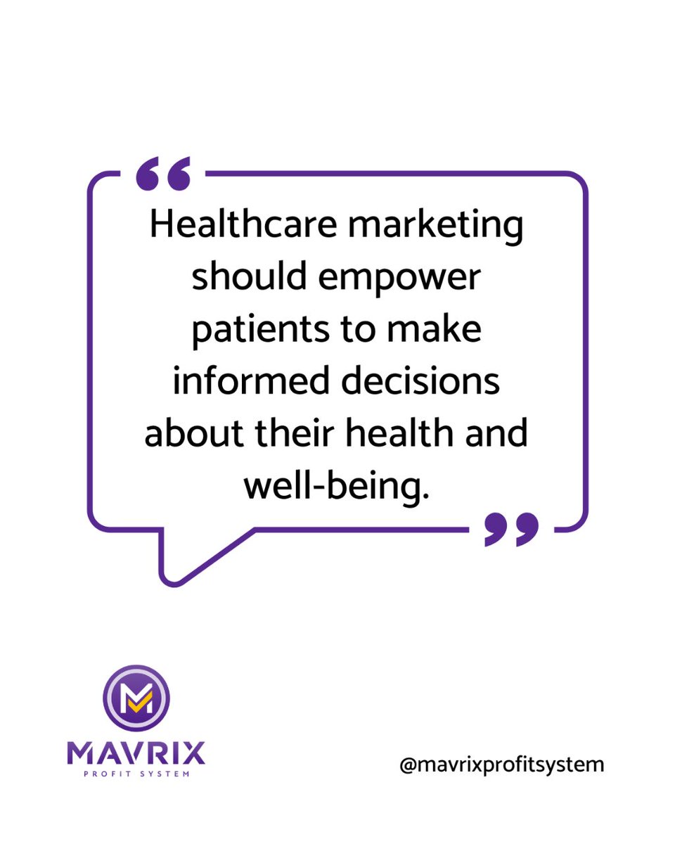 Healthcare marketing should be more than just promotion—it should be about giving patients the knowledge they need to take charge of their well-being. Check-out my BOOK for more advice: cutt.ly/EwM39VVq 📓

#PatientSatisfaction #HealthcareMarketing #mavrixprofitsystem