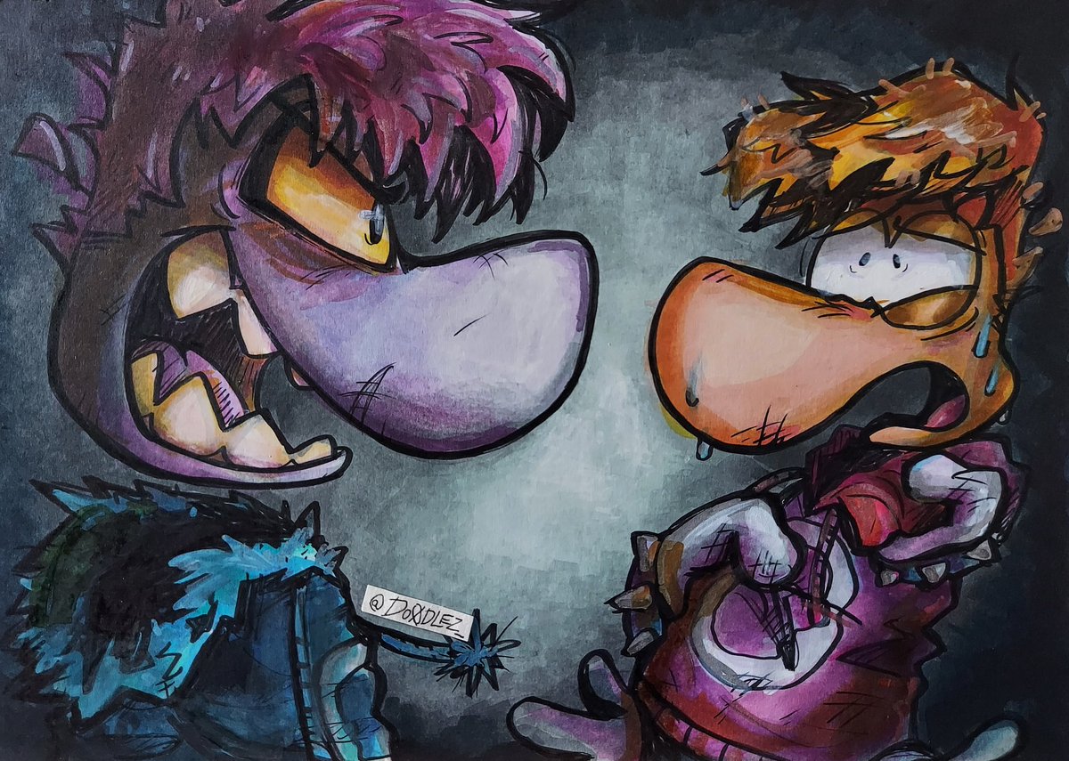 Do0dlez__'s tweet photo. Raymesis and Rayman or something, gonna do some more digital stuff soon hopefully 💜

#TraditionalArt #Rayman #Raymesis #RaymanLegends #RaymanOrigins #CaptainLazerhawk #VideoGameArt #OhuhuMarkers https://t.co/EUX3XbKoMx