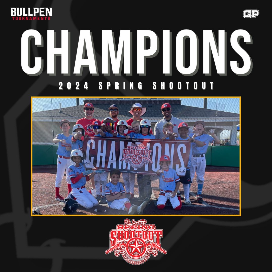 Bullpenevents's tweet photo. 🏆 CHAMPIONS 🏆

Congratulations to the 2024 Spring Shootout 9U D2 Champions, Indiana Mustangs Red!!

#WhereBaseballMatters https://t.co/tmg8B0MV80