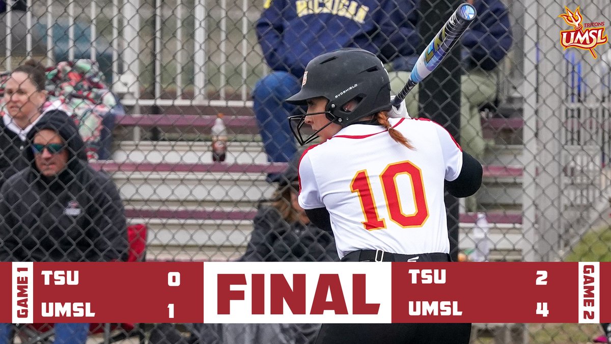 .@UMSLSoftball sweeps its doubleheader against Truman State on Sunday afternoon. Simia Spahiev hit the game-winning home run in game 1 and Maddie Illingworth had the game-winning hit in game 2 #GLVCsb #FeartheFork🔱#tritesup🔱