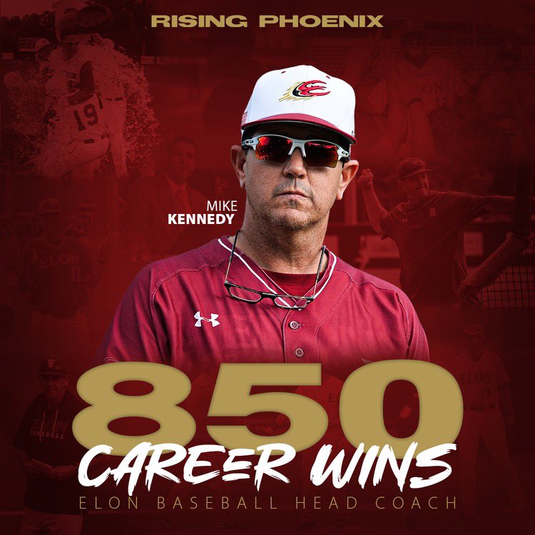 EURisingPhoenix's tweet photo. Congratulations to @ElonBaseball head coach @Mike_Kennedy12 on reaching 850 career wins! https://t.co/1xS7gNJXjA
