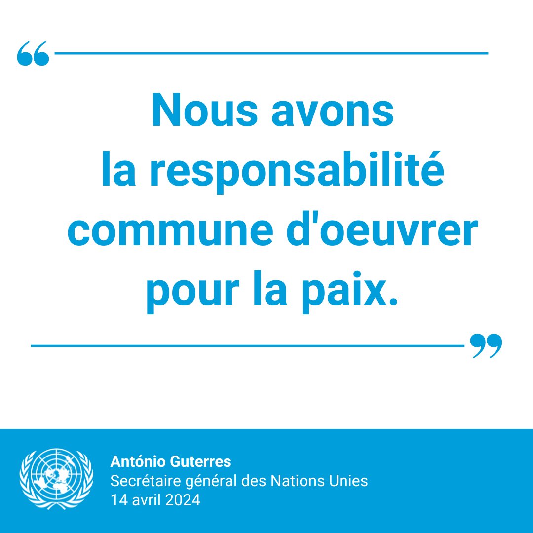 « Nous avons la responsabilité commune d’œuvrer pour la paix », a déclaré ⁦@antonioguterres⁩ dimanche au Conseil de sécurité lors d’une session d’urgence sur la situation au Moyen-Orient. « Ni la région ni le monde ne peuvent se permettre une autre guerre ».