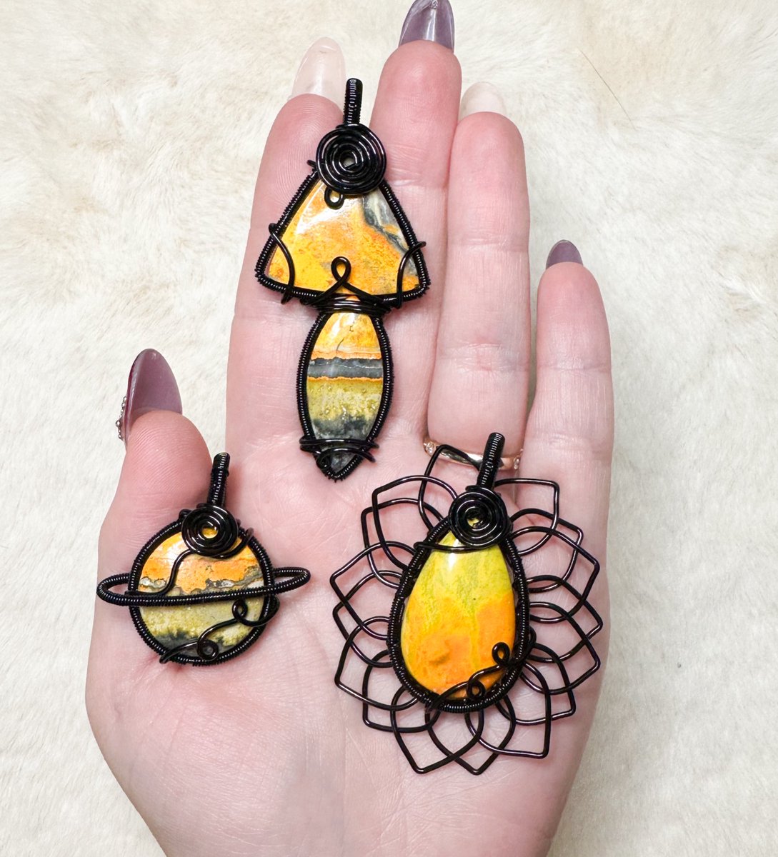 bumblebee jasper necklaces 🌻🍄🪐

apart of my “land of the rising sun” collection coming Friday April 19th 8pm eastern time