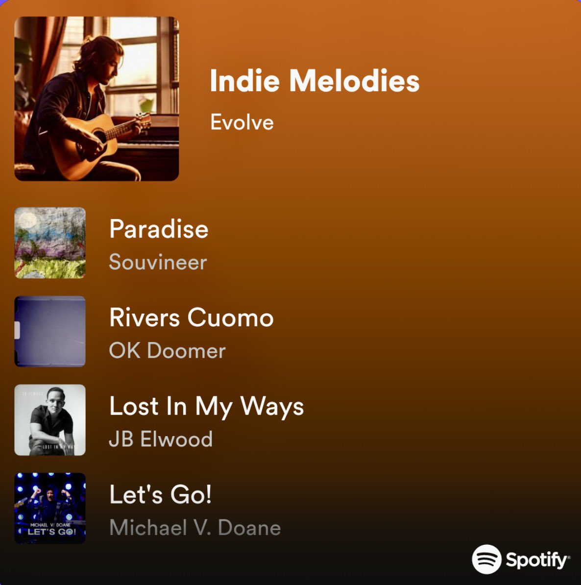 Thank you! #IndieMelodies Our #LetsGo Spotify home is here: shorturl.at/yzJ15 #spotifyplaylist #newmusic #newvideo #michaelvdoane #countryrock