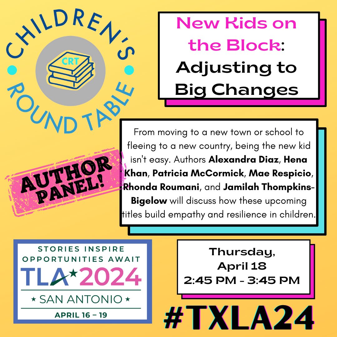 DON'T MISS IT! In one hour! 2nd floor - room 213! Come discuss building empathy &amp; resilience in kids through upcoming titles. #txla24