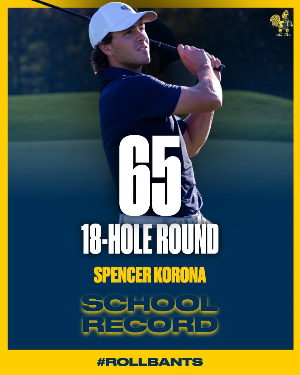 MG🏌️| BROKEN RECORD!
Over the weekend at the Tim Brown Invitational sophomore Spencer Korona broke the Trinity College Men's Golf program record with a score of 65 on an 18-hole round! 

Congratulations Spencer and Trinity Men's Golf #RollBants🐓