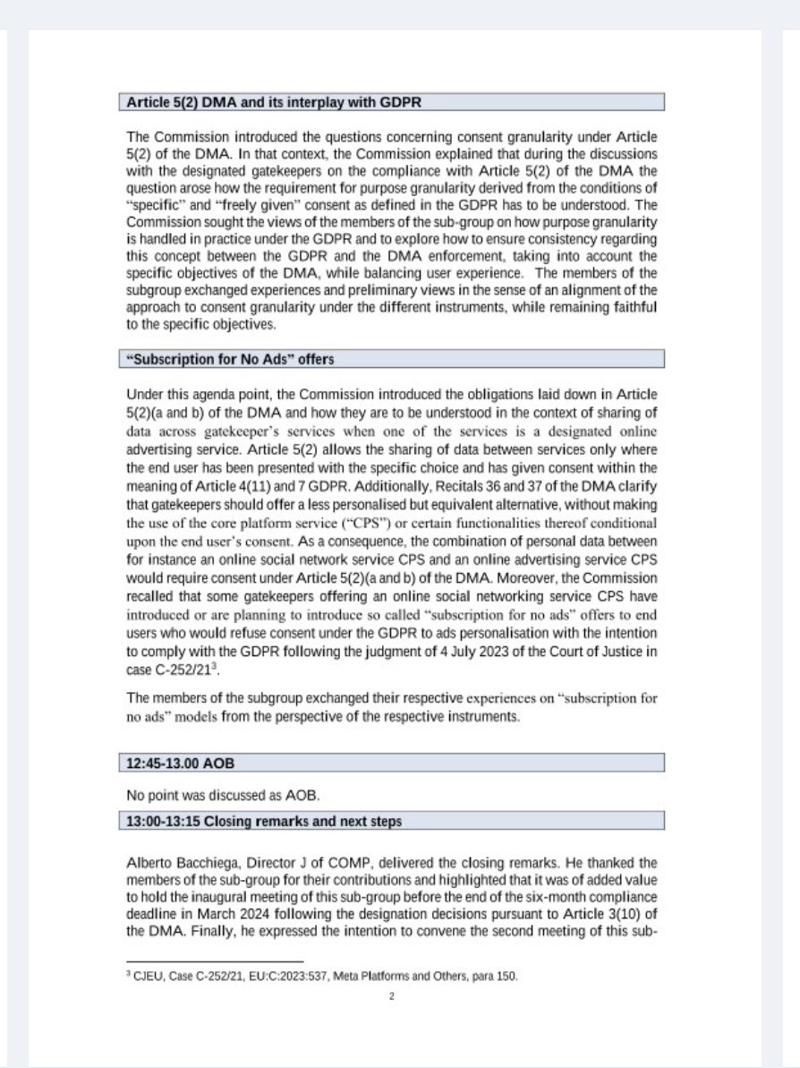 1st meeting of the Article 5(2) Subgroup of the High Level Group for the Digital Markets Act