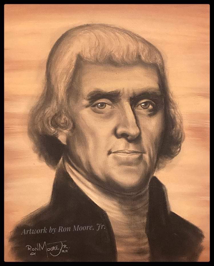 RonMooreJR5's tweet photo. I’ve decided this sketch of President Jefferson needed a background.hope y’all like it https://t.co/vaic7KyL8a