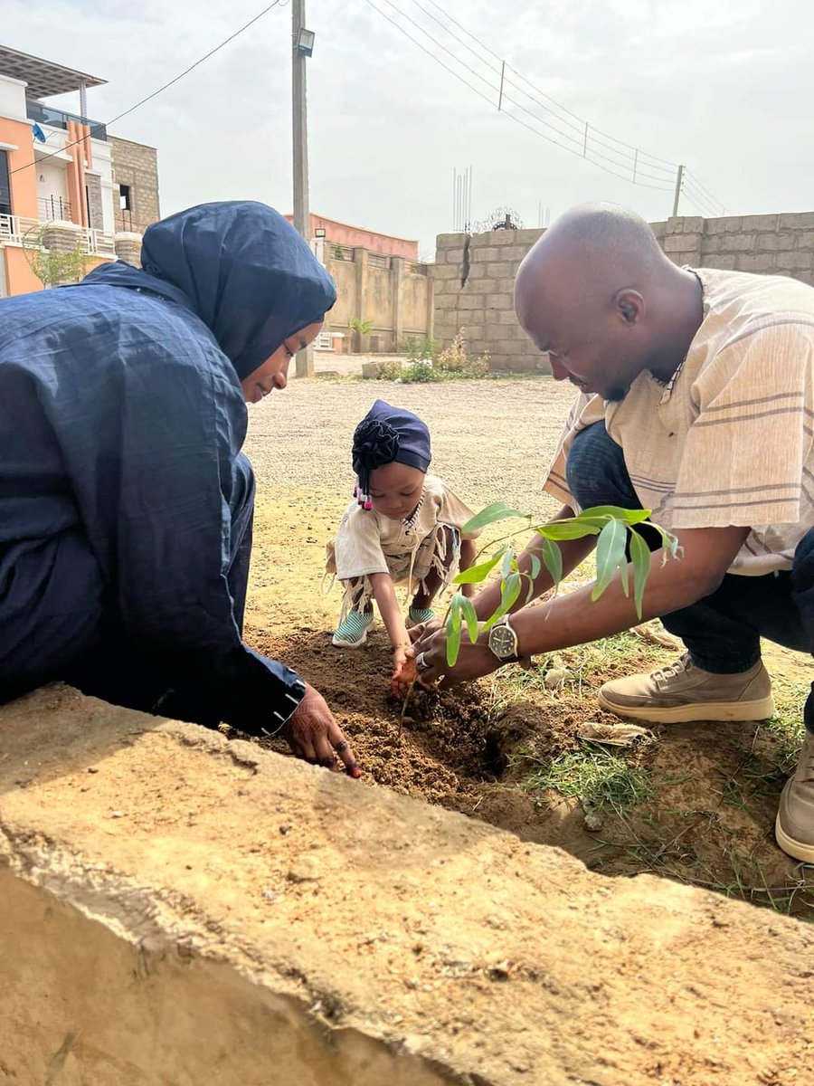 Planting the future: the family of @Sani_Scholar participated in the #MakeKanoGreen initiative with their two years old daughter.