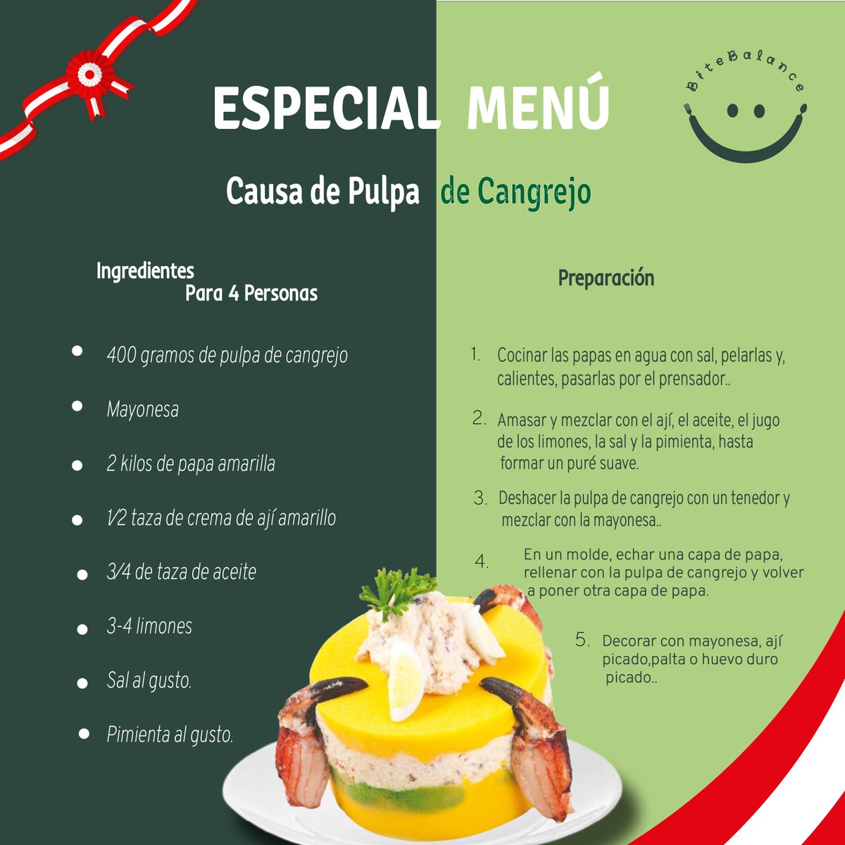bitebalanceperu's tweet photo. Te dejamos un una rica y deliciosa receta de causa de pulpa de cangrejo para que disfrutes en nuestro mes patrio 2024. 😎🇵🇪
#VisaySalud
#BiteBalnce
#Feliz28deJulio
#VivaelPerú https://t.co/VIXDwZ1XZs