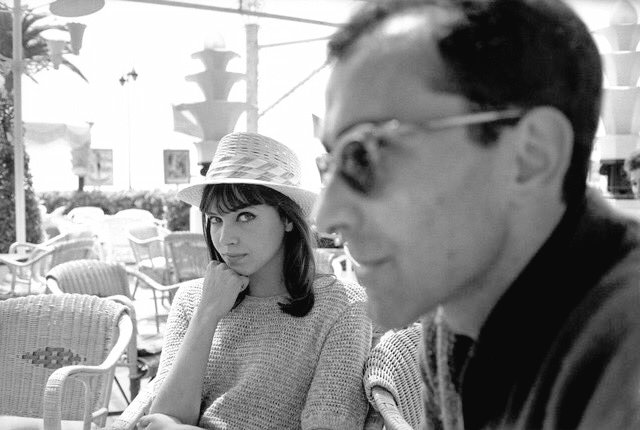Anna Karina and Jean-Luc Godard in Cannes (1960) photographed by Luc Fournol.