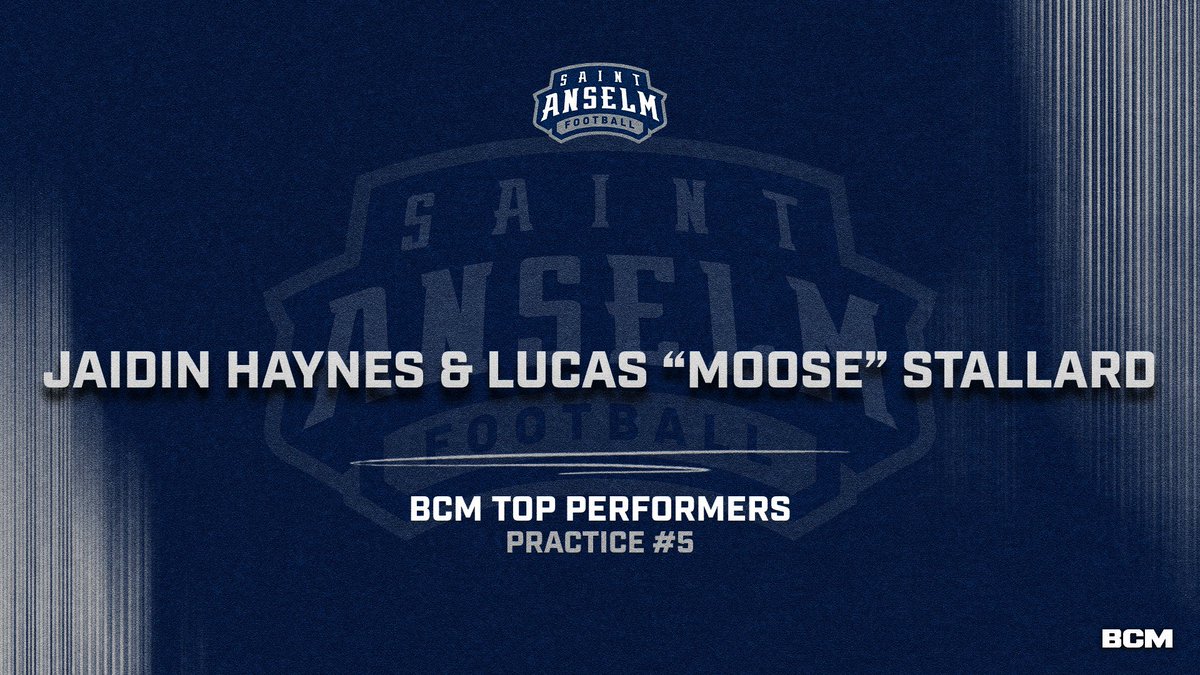 Congratulations to the #BCM Top Performers from Practice #5 🚨 Jaidin Haynes 🚨 Lucas “Moose” Stallard