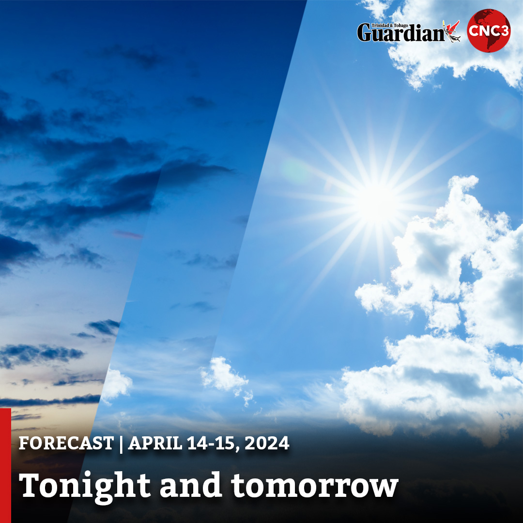 Tonight… Fair conditions, partly cloudy intervals interrupt with few showers. Tomorrow… Fair to partly cloudy, breezy conditions with showers over some areas. Mostly fair night despite few isolated showers. Gusty winds possible near showers. For more: cnc3.co.tt/weather-foreca…