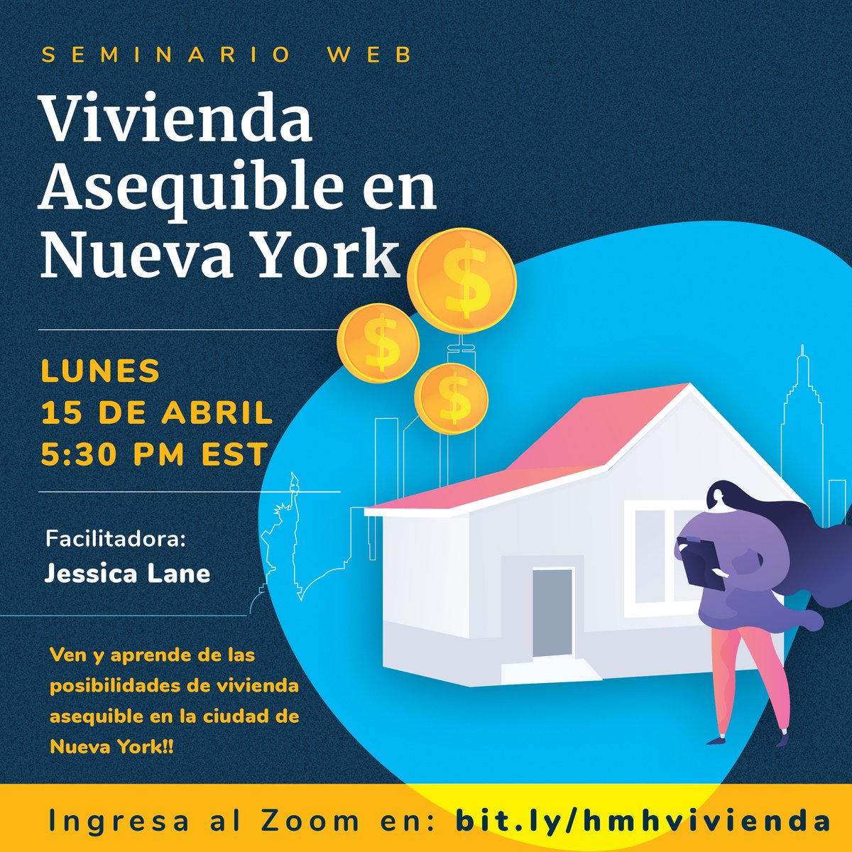 📢📢ATENCION📢📢
Seminario Web acerca de vivienda asequible
Facilitadora: Jessica Lane

Abril 15, 2024 a las 5:30 p.m.

ENCUENTRA EL LINK EN LA BIO, o ingresa al siguiente url en el momento del seminario:
bit.ly/hmhvivienda

Colaboración de HerMigrantHub y @fundavenyc