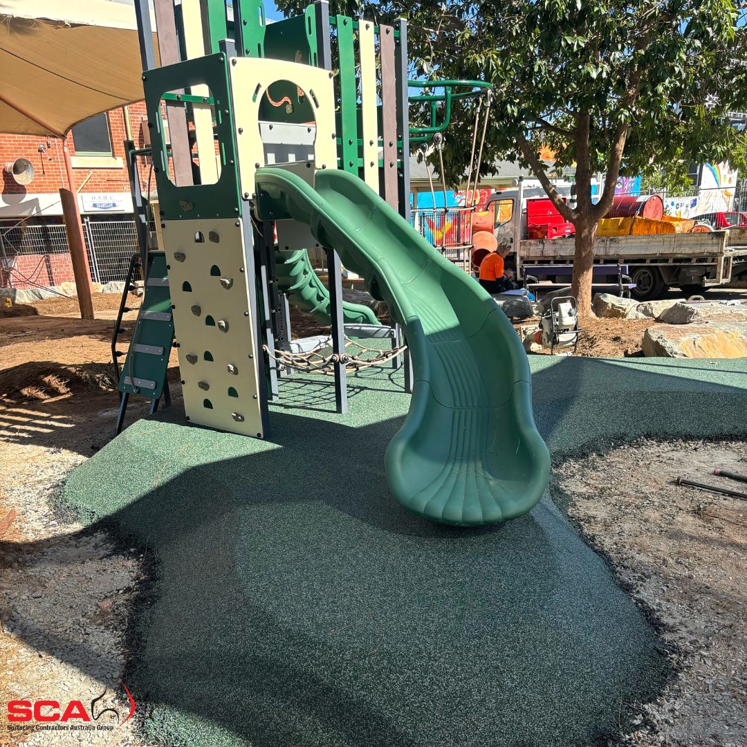 This #surfacing project was recently completed at Gilles St Primary School using #Gezolan EPDM granules, creating a safe #surfacingsolution for the #school children.

#playground #playspace #rubbersoftfall #wetpourrubber #safetysurfacing #playgroundsurfacing #adelaideschools