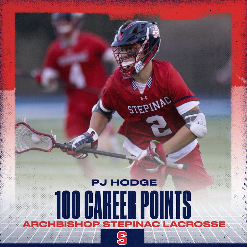 Congratulations to senior midfielder, PJ Hodge ‘24, who registered his 100th career point this past Saturday! The @LafayetteMLAX signee currently leads Stepinac in scoring. #NacNation #Franklin #Casual @LoHudLacrosse