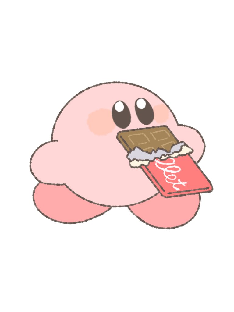 kirby solo blush simple background white background holding full body food  illustration images