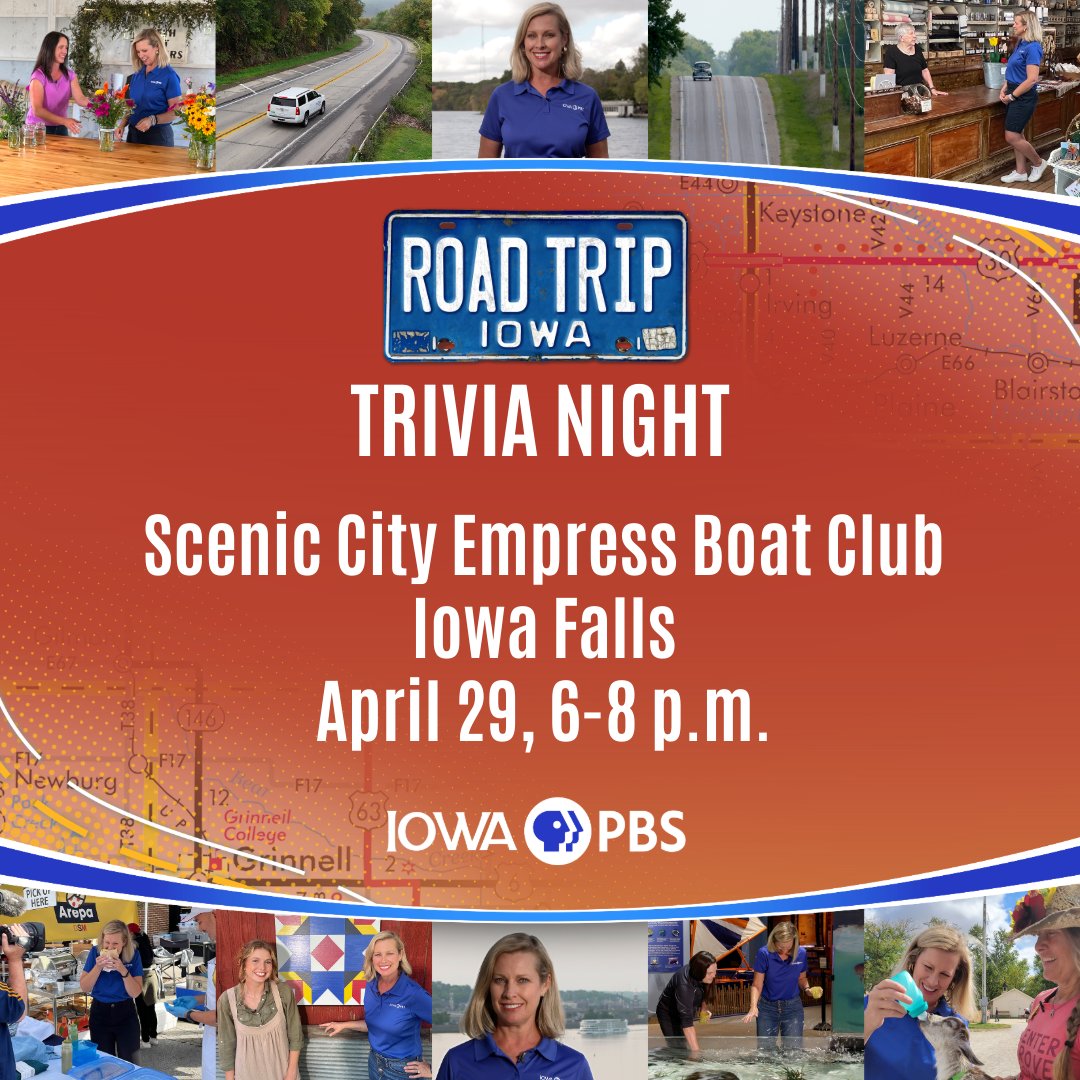 There is still space for teams at our travel-themed trivia night! 📆 Join us at the Scenic City Empress Boat Club in Iowa Falls on April 29. Food, prizes and fun provided! Register your team for free: bit.ly/3PyOfjy