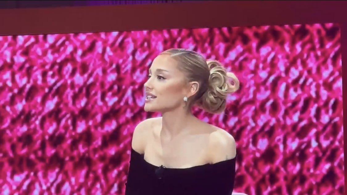 ariana grande speaking at an ulta beauty leadership conference