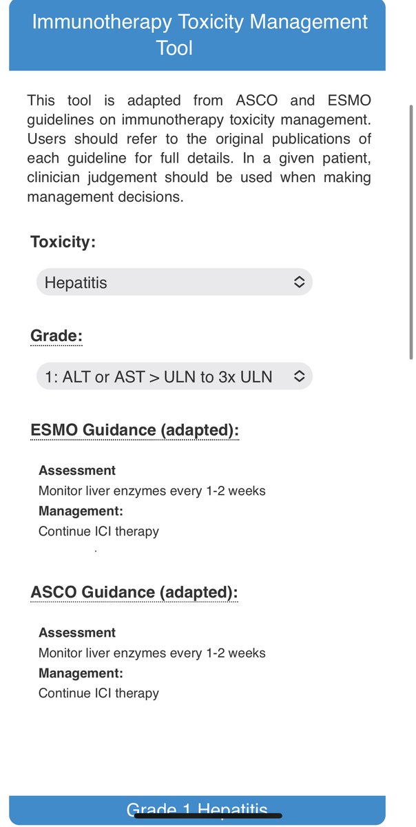 NEW TOOL: Immunotherapy toxicity management guidelines
cancercalc.com/immunotherapy_…

Summarises management of immunotherapy (ICI) toxicities according to latest society guidelines