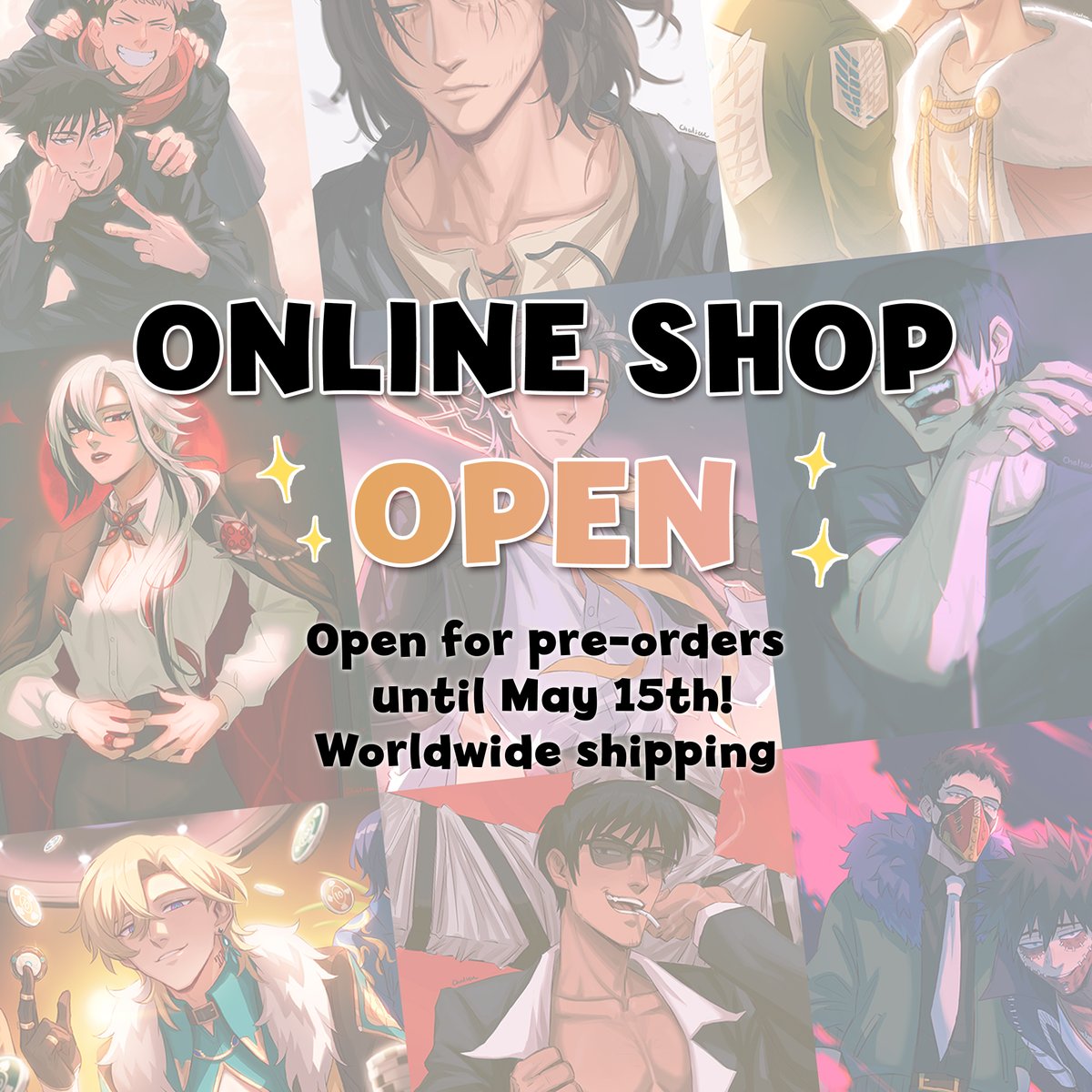 ✨Reopening the online shop!✨ ✨Taking pre-orders until May 15th! ✨Free shipping for orders above 50€ ✨Will be shipping everything during May/June The link will be in the tweet below 💅🏽