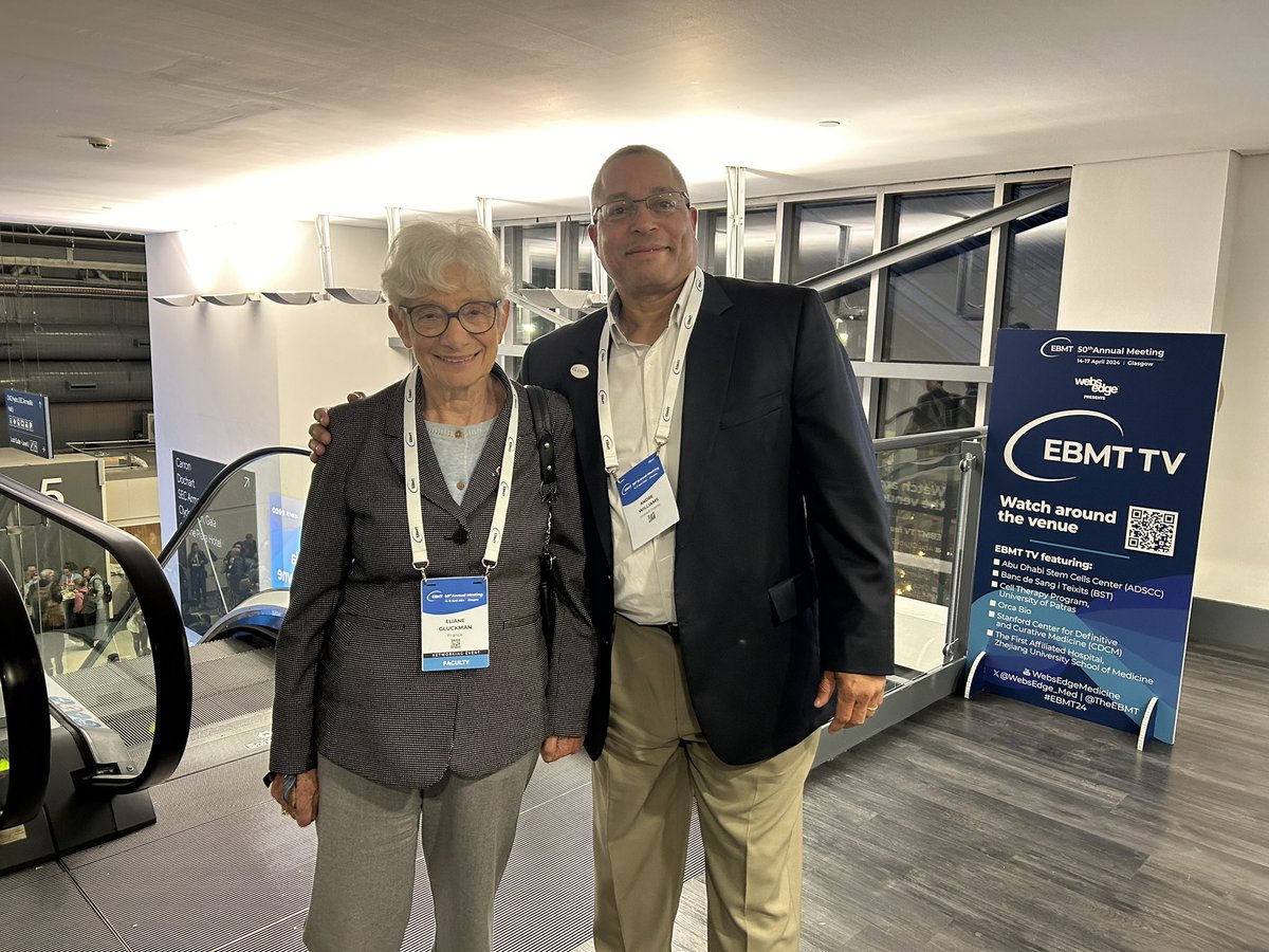Grateful to have met a true pioneer and legend. @ElianeGluckman is founding member of  @TheEBMT. Thankful for her presentation on the 50 year history of EBMT. #specialmoments #honorfounders #historyofBMT #respect #GratefulHeart