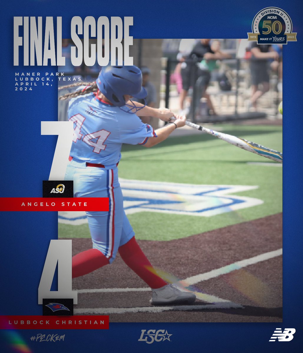 🥎SB | #LCUvsASU FINAL - GAME 2 2⃣1⃣Angelo State 7 Lady Chaps 4 🔵 - The Lady Chaps split the doubleheader and fall to 23-17 overall and 22-14 in LSC play 🥎 #LSCSB 🥎 #d2sb