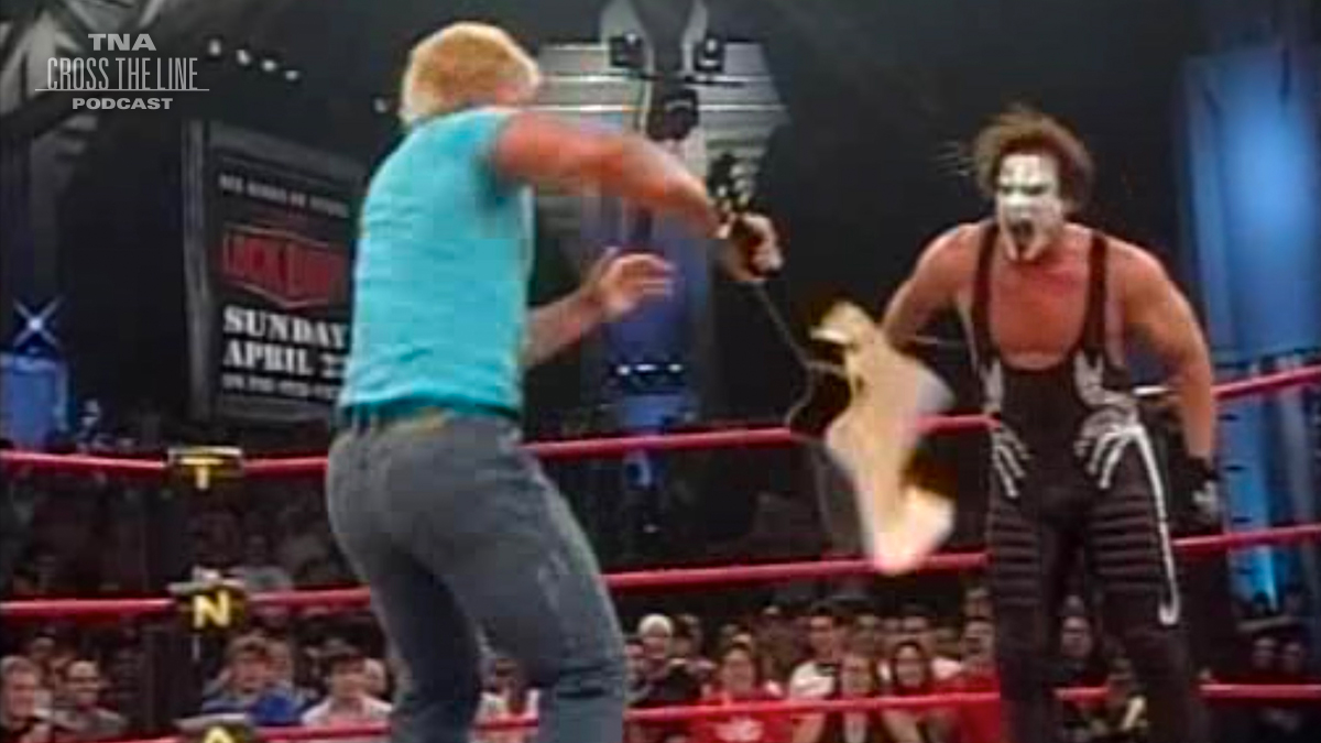 .@Sting smashes @RealJeffJarrett's guitar with the baseball bat when he tried to attack him on the 4/13/06 edition of iMPACT! Listen now to find out what else happens on this show! #TNAWrestling #TNAiMPACT #Wrestling #Podcast