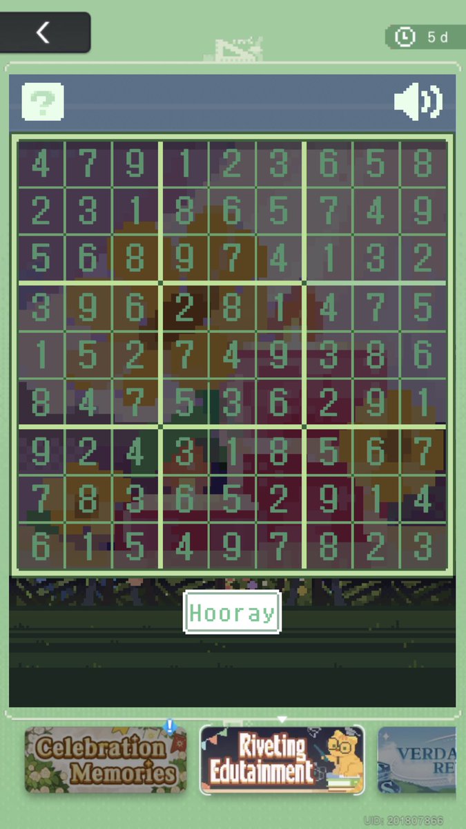 Riveting Edutainment Day 5 (Sudoku)
#TearsOfThemis

Got it on first try too 🥹