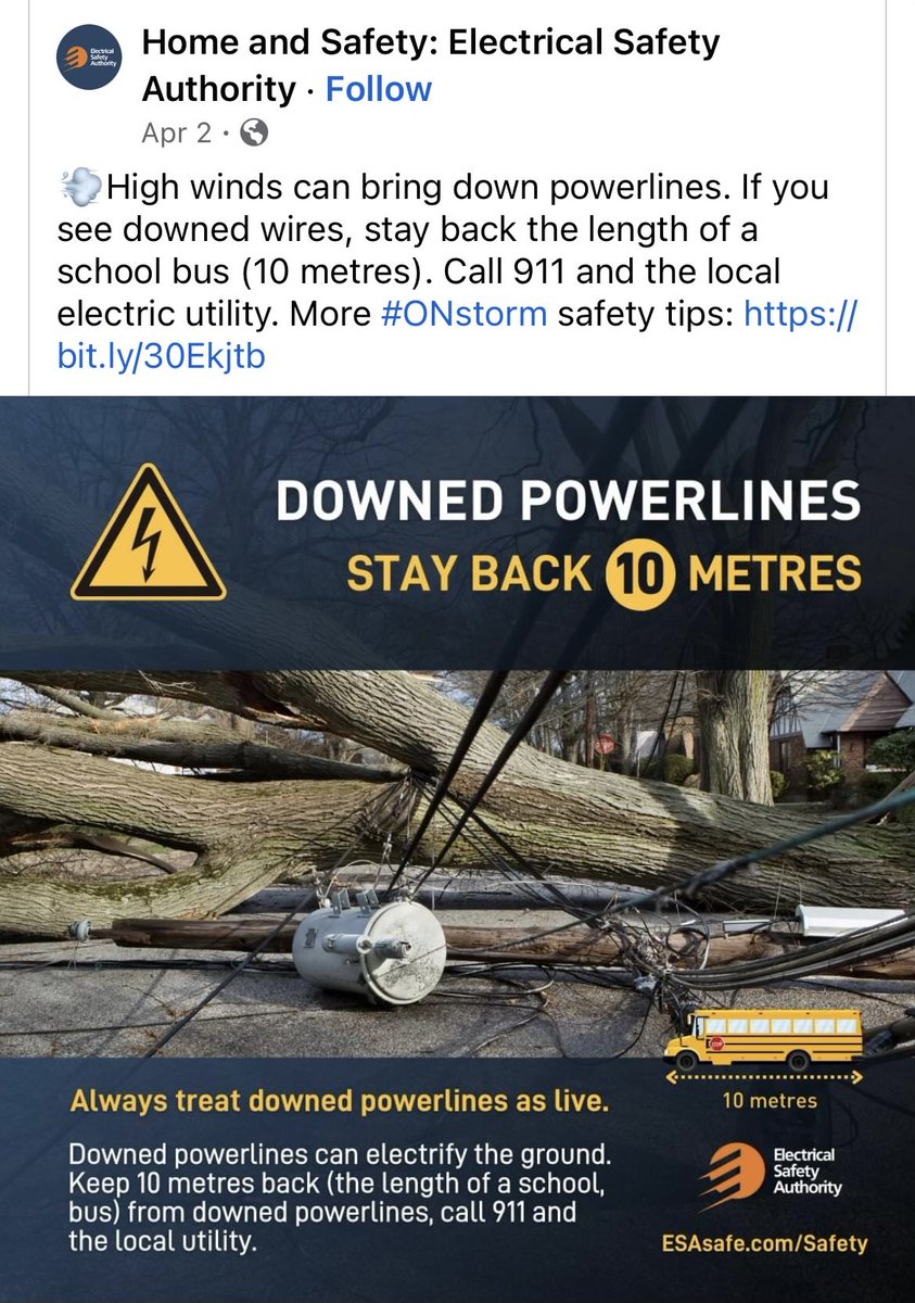 We are thankful for the tireless efforts of Hydro One and Westario Power over the past few days. Be safe.