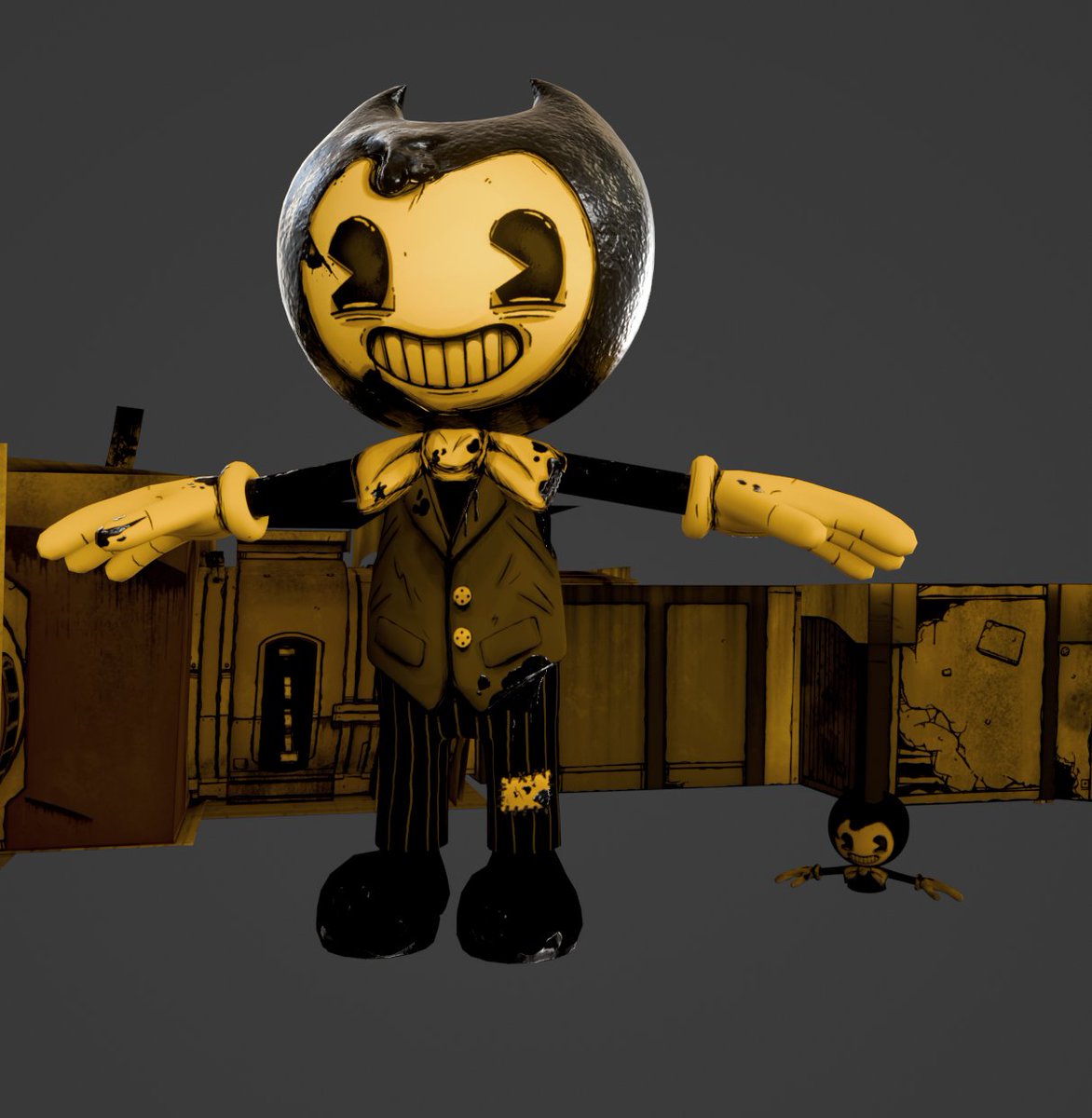 another fun SOTM fact:
the game uses a different scaling system compared to the previous #BENDY games, so all the BATDR/BATIM models are a lot bigger than they are in comparison to their actual height in SOTM