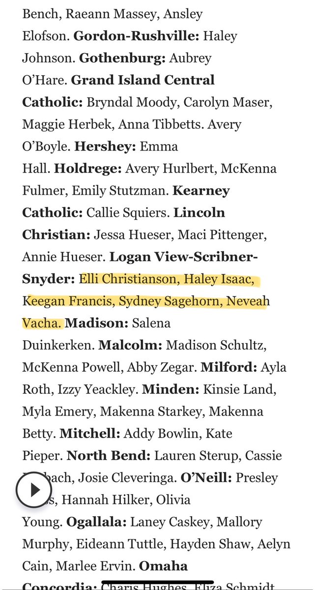 Congrats to Elli, Haley, Keegan, Syd &amp; Neveah on their All-State Honorable Mention recognition by the OWH. Well deserved!