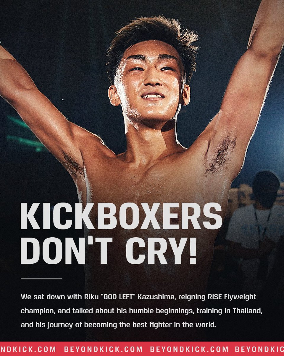 Exclusive! We sat down with Riku 'GOD LEFT' Kazushima, reigning RISE Flyweight champion, and talked about his humble beginnings, training in Thailand, and his journey of becoming the best fighter in the world. Full interview: beyondkick.com/interview/inte…