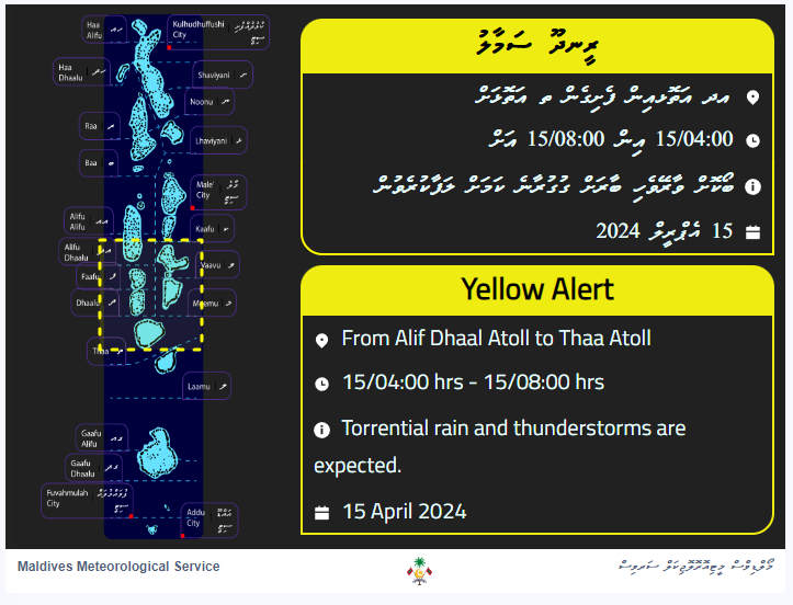 Alert Yellow for torrential rain