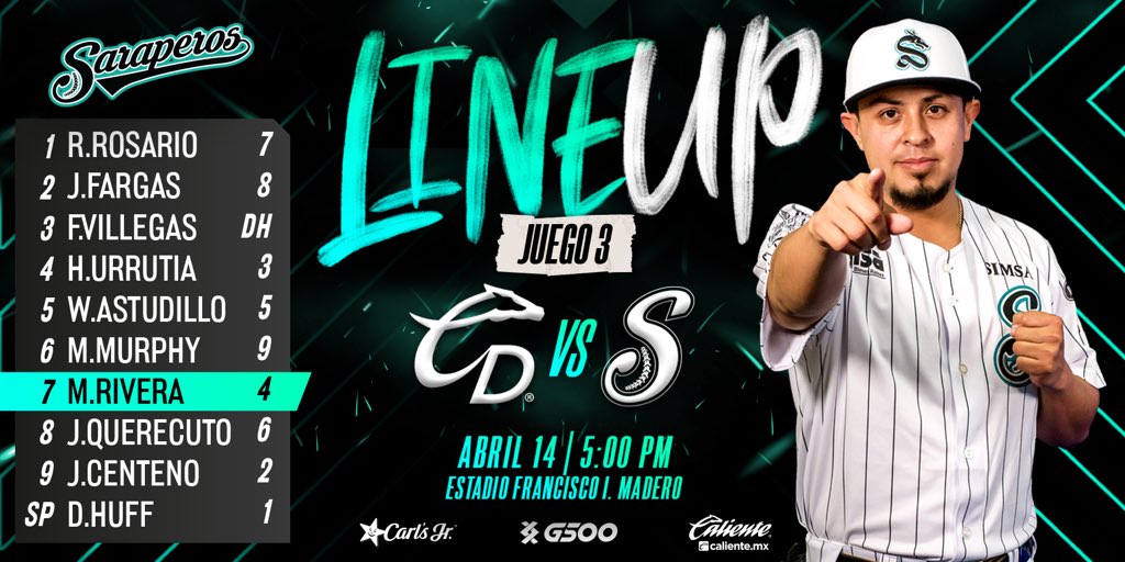 📋| ¡𝗩𝗔𝗠𝗢𝗦 𝗣𝗢𝗥 𝗟𝗔 𝗦𝗘𝗥𝗜𝗘! 👊⚾️ Juego 3 🆚 Caliente de Durango 🔥 🏟️ Francisco I. Madero | ⌚️Playball 5pm. Carl's Jr. México G500 Caliente Sports #𝙎𝙖𝙧𝙖𝙥𝙚𝙧𝙤𝙨𝐲𝗡𝗮𝗱𝗮𝗠𝗮́𝘀💪⚾️