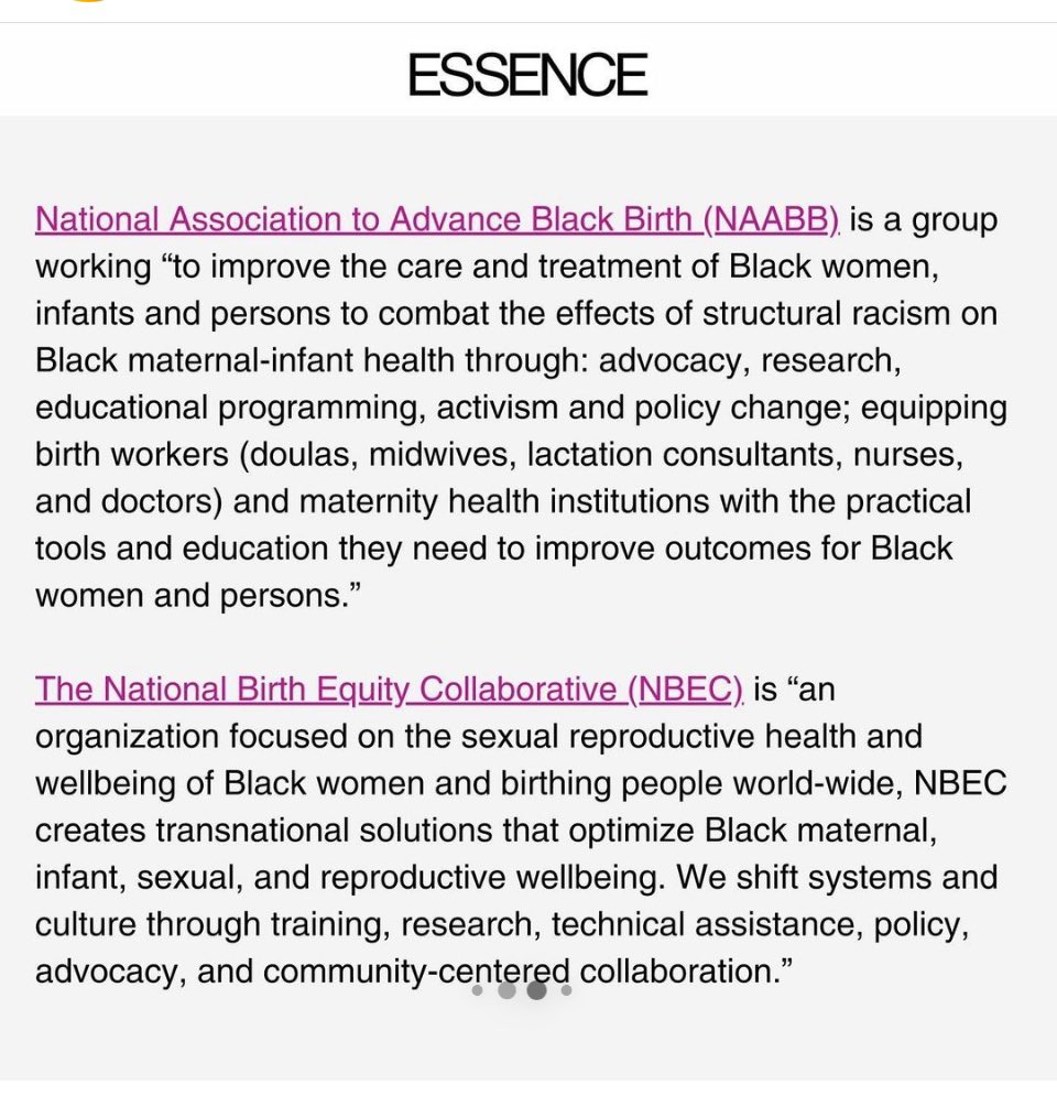 Thank you @Essence for highlighting @birthequity during #BMHW24 #BlackMaternalHealthWeek!! Grateful to be in this fight with such amazing brilliant partners! 👸🏽👩🏽‍⚕️👊🏽🤰🏽👶🏽⚖️🥳 White Supremacy, Patriarchy and Religious Fundamentalism divide and conquer tactics are so 2023. 🙌🏽👊🏽
