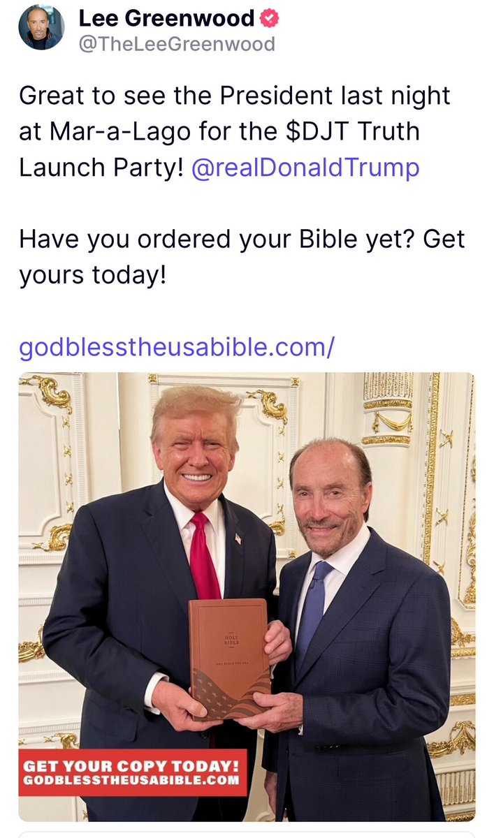 Great to be working with Country Star, and friend, @TheLeeGreenwood. Remember, there is nothing like the Bible!