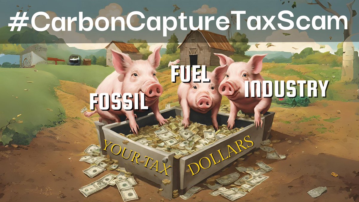 SEHNetwork's tweet photo. No offense to actual pigs with this metaphor but polluters are eating at the taxpayer-subsidy trough!  
The #45Q tax credit for #CarbonCaptureAndStorage (#CCS) provides BIG money to the fossil fuel industry &amp; other polluters on the public's dime!😡#CarbonCaptureTaxScam #TaxDay 🧵 https://t.co/y9x0uEicyJ