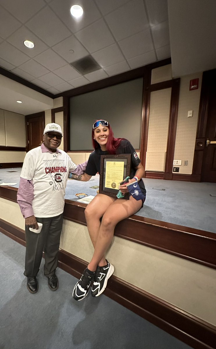 RepJamesClyburn's tweet photo. Celebrating with the CHAMPS!

To mark this historic season, I’ve placed a tribute honoring @GamecockWBB’s efforts in the Congressional Record — a permanent recognition of this special team. Go Gamecocks! https://t.co/PHLVOCm6NL