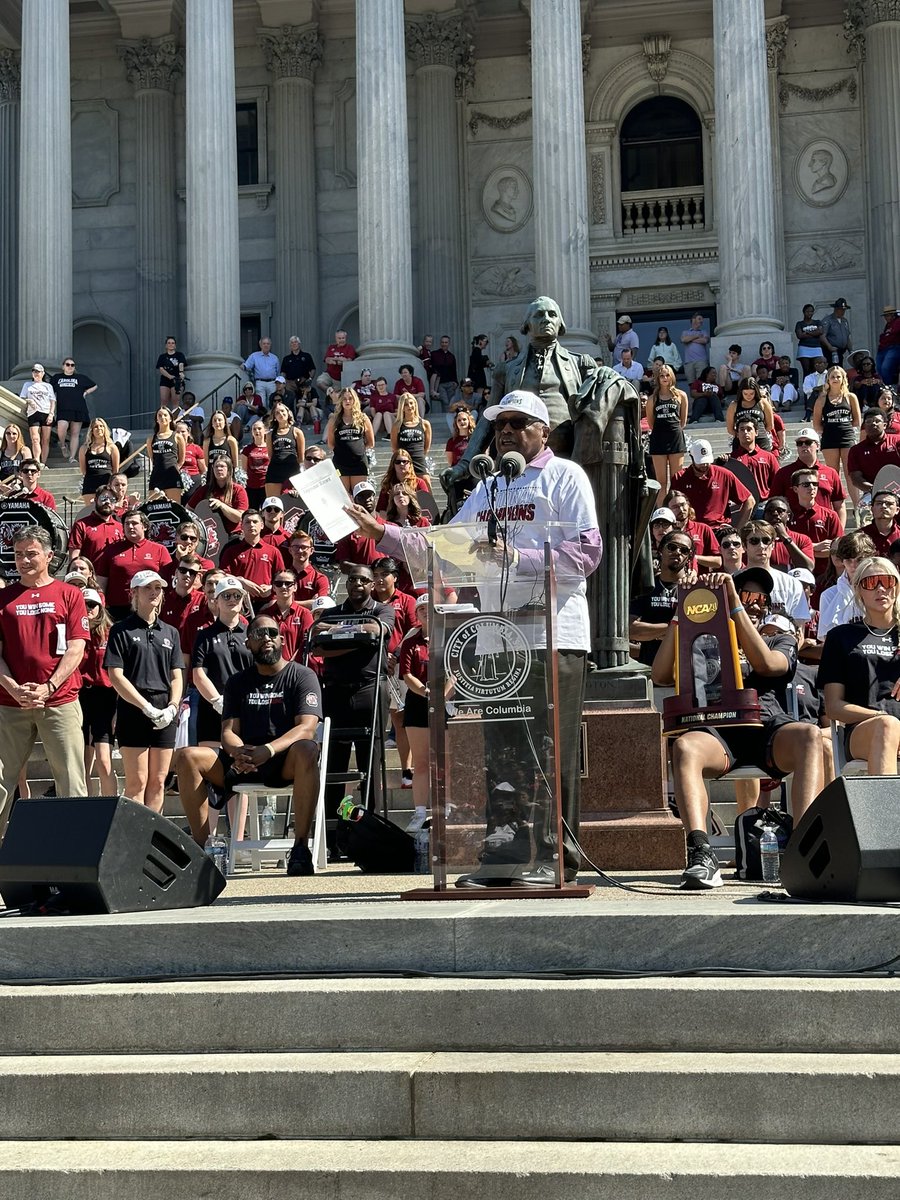 RepJamesClyburn's tweet photo. Celebrating with the CHAMPS!

To mark this historic season, I’ve placed a tribute honoring @GamecockWBB’s efforts in the Congressional Record — a permanent recognition of this special team. Go Gamecocks! https://t.co/PHLVOCm6NL
