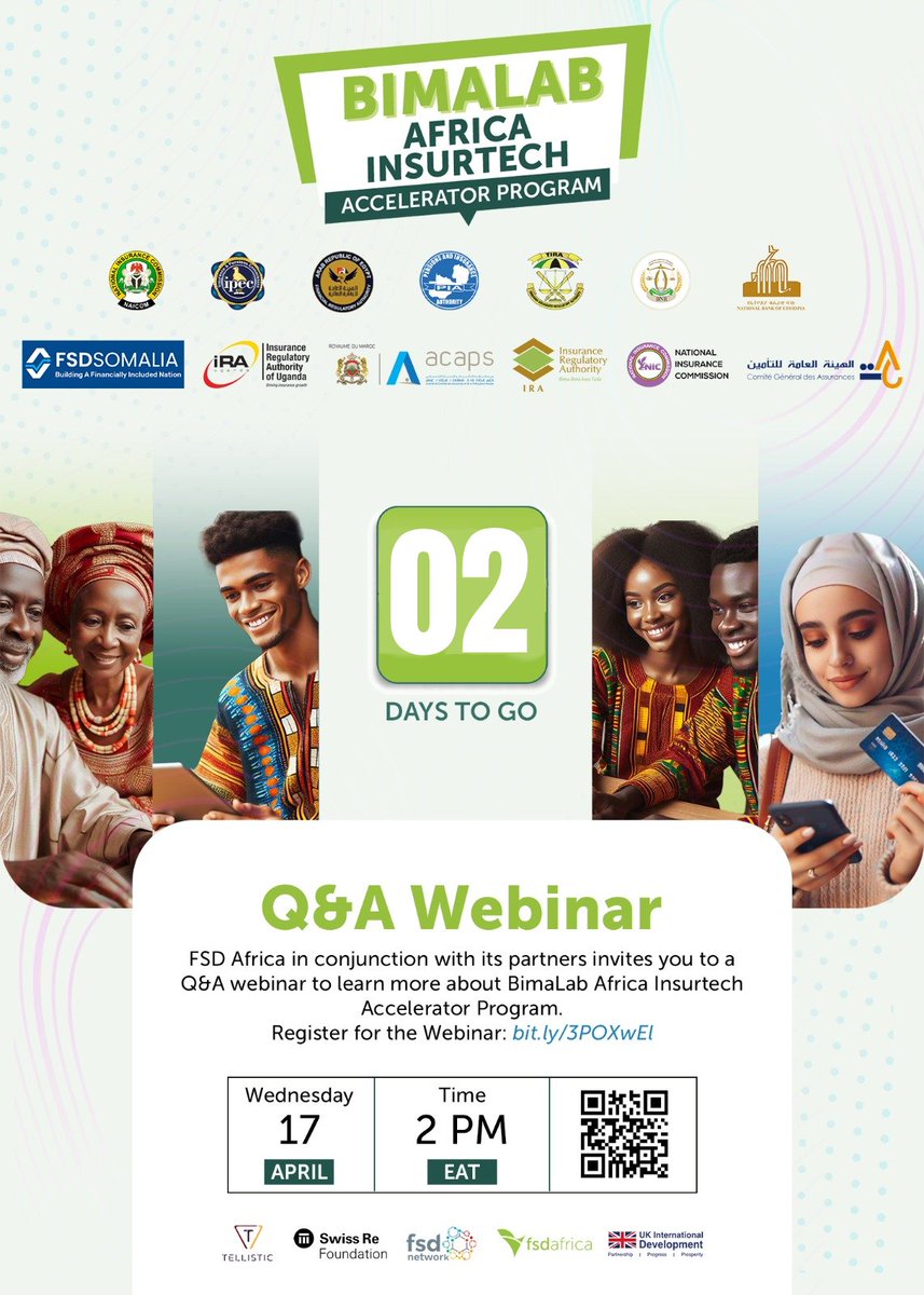 Tellistictec's tweet image. 🚀 Just 2 days left until our exclusive webinar! 🚀
Are you ready to join us in an exclusive live Webinar Q&amp;amp;A session? Discover the #BimaLab #Africa Insuretech Program - bit.ly/3POXwEl

📅 Thur, April 17, 2024
⏰ 2PM EAT
🌐 
@FSDAfrica