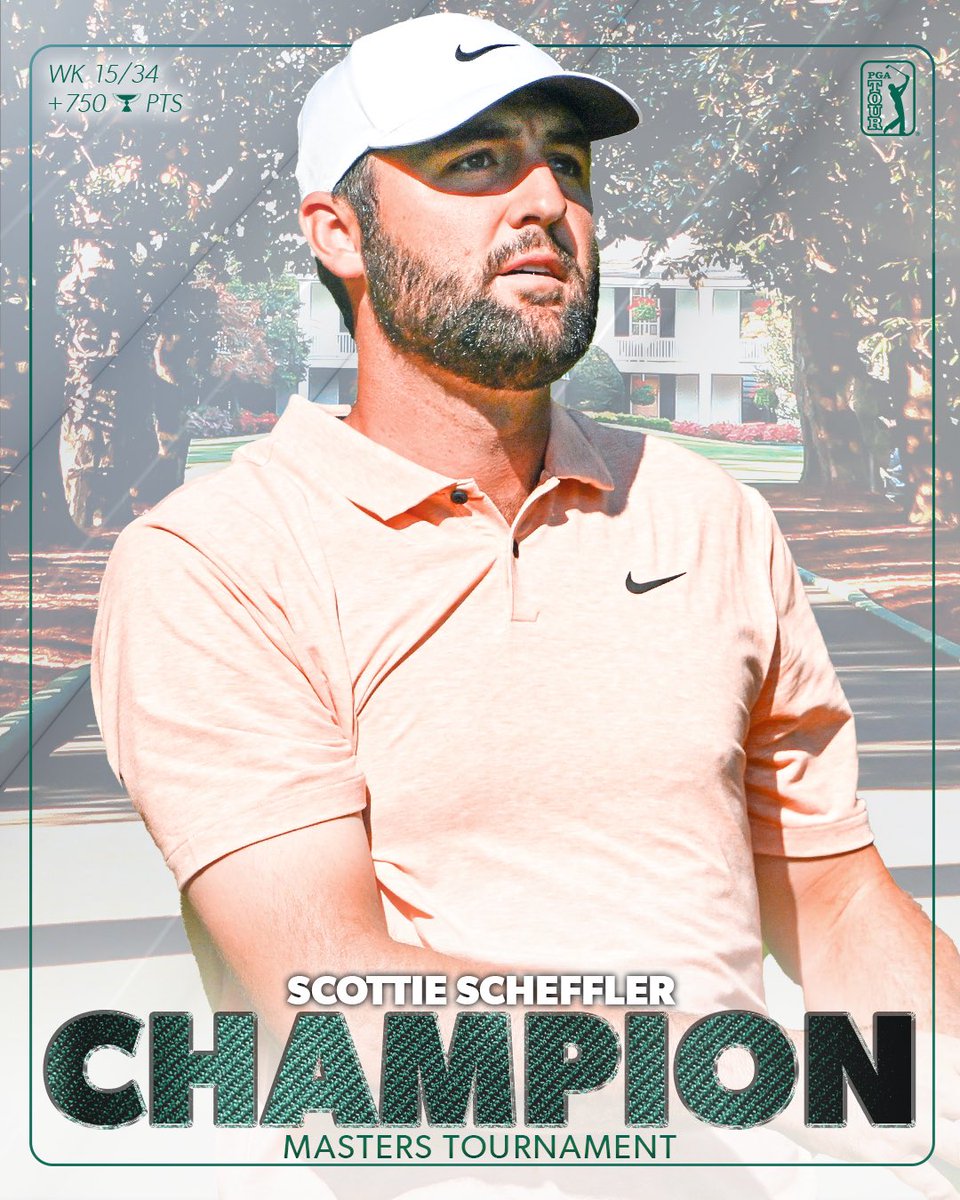 Inevitable. Scottie Scheffler wins the 2024 #TheMasters in dominating fashion by 4-strokes. It’s his 2nd major title, both being here at the Masters, and 9th overall PGA Tour victory. Now the undisputed World No. 1, Scottie Scheffler looks to the future… like having a kid.…