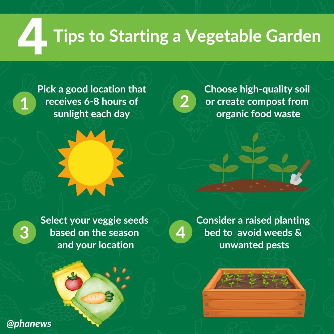 Have you ever wanted to try growing your own produce? Don't be overwhelmed! Our 4 tips will help get you started on your vegetable garden journey. And for a full guide check out this great article from @FarmersAlmanac: almanac.com/vegetable-gard…