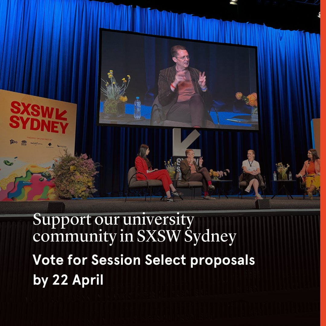 #SXSWSydney, a major festival where tech, screen, music, games and culture converge, returns in October. Be part of shaping the program by voting for the ideas of our talented researchers to take the stage. Cast your vote by 22 April: bit.ly/3JcA8Nn