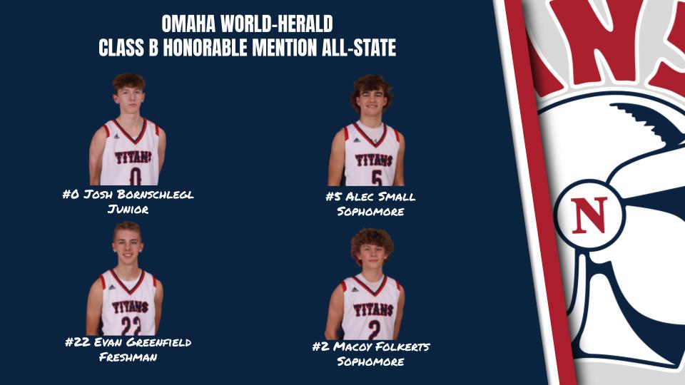 TitanHoops160's tweet photo. 🚨 POSTSEASON RECOGNITION 🚨

Congrats to @JoshBornschlegl  @Alec_Small5  @Evgreenfield22  &amp; @MacoyFolkerts on their Class B Honorable Mention All-State selections by the Omaha World-Herald!

Well represented list for our program!

#TitanHoops #TitanUp #NoStopSigns ⚔️🏀🛑 https://t.co/SOj8wpZXYk